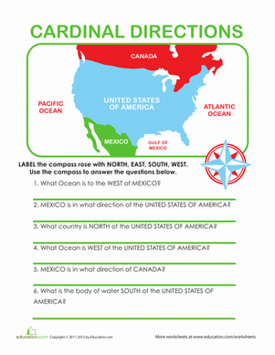 cardinal directions worksheet 3rd grade