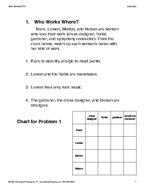 Critical Thinking Worksheet Grades 6-8: Career Choice | Education ...