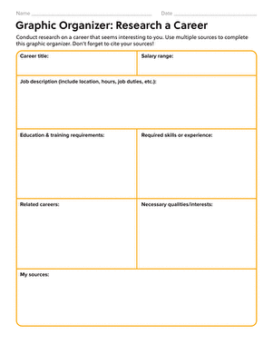 Graphic Organizer: Research a Career | Worksheet 