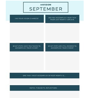 Monthly Goal Setting Worksheet Pack (11 check in forms, vision board  companion!)