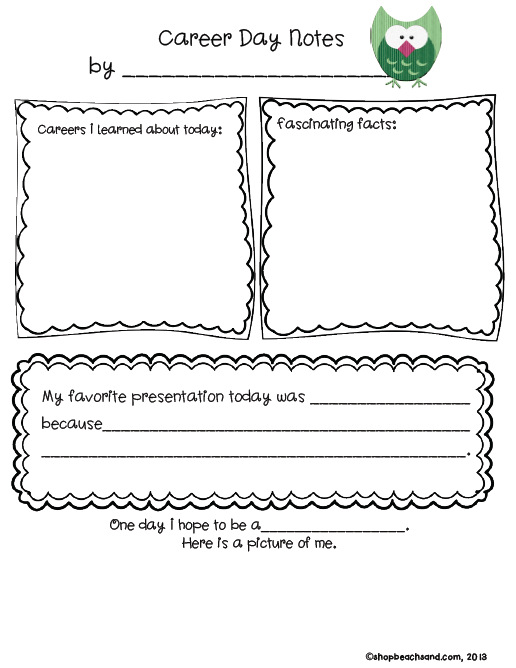 career worksheet for kids