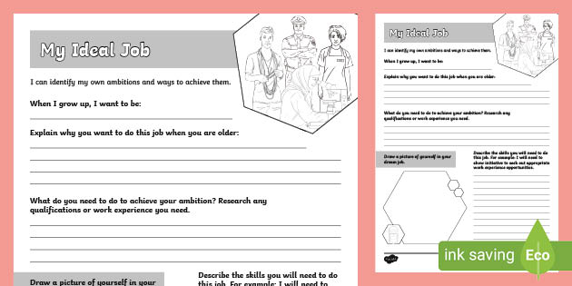 career worksheet for kids