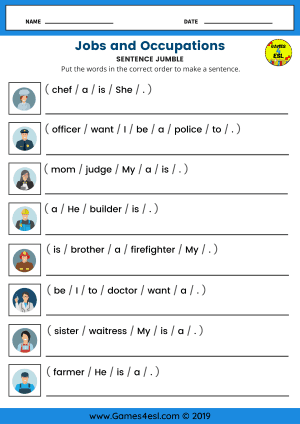 Jobs And Occupations Worksheets | Games4esl