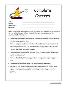Complete Careers Worksheet for 5th - 6th Grade | Lesson Planet