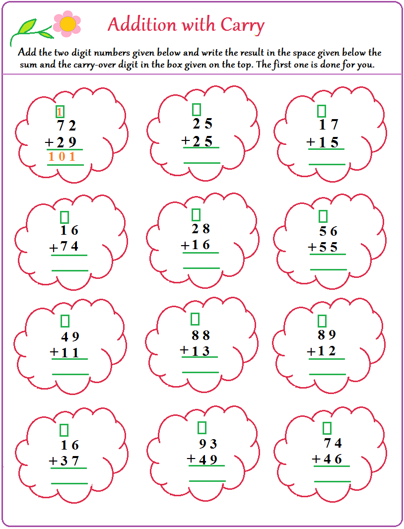 carrying addition worksheet