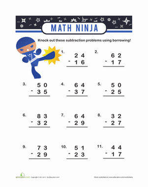 carrying and borrowing worksheet