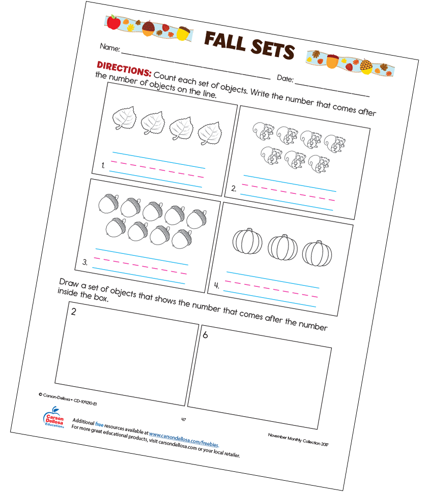Fall Sets Free Printable Carson Dellosa Worksheets Library