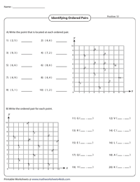 Ordered Pairs and Coordinate Plane Worksheets
