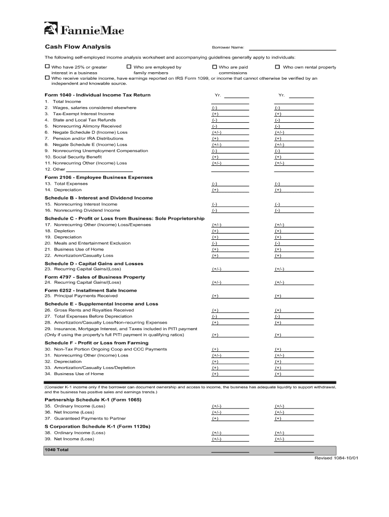 Fannie Mae Self Employed Worksheet - Fill Online, Printable ...