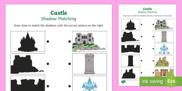 Castles Shadow Matching Worksheet (teacher made) - Twinkl