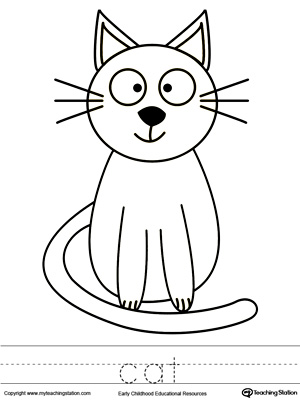 FREE* Cat Coloring Page and Word Tracing | MyTeachingStation.com