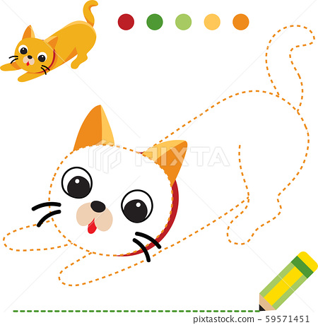 cat worksheet vector design, dash game for kid. - Stock ...