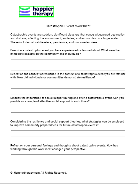 Catastrophic Events Worksheet | HappierTHERAPY