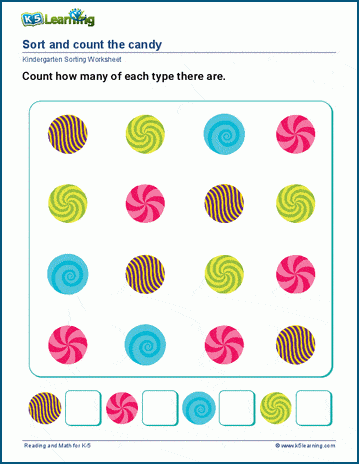 Sort and count (4 categories) worksheets | Worsheets library
