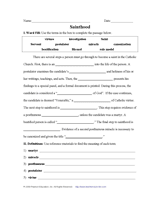 Sainthood Word-Fill &  Vocabulary -- Religion Worksheet - TeacherVision