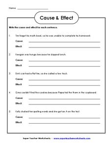 Cause and Effect Worksheet for 2nd - 4th Grade | Lesson Planet