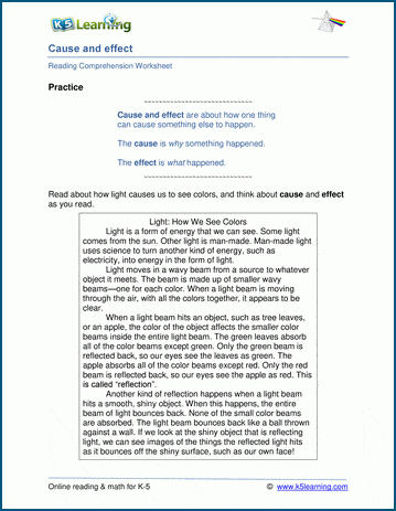 Cause and effect practice worksheets | Worsheets library
