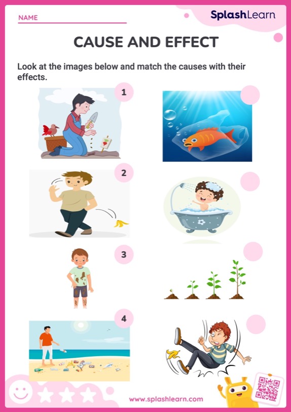 Find Cause and Effect with Pictures - ELA Worksheets - SplashLearn