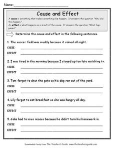 cause and effect signal words worksheet