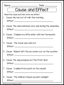 cause and effect worksheet 2nd grade