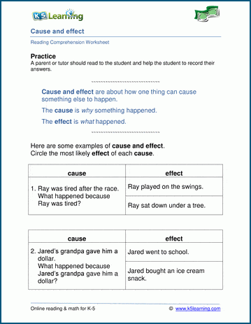 Cause and Effect Worksheets | Worsheets library
