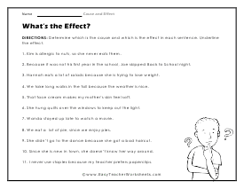 cause and effect worksheet 4th grade