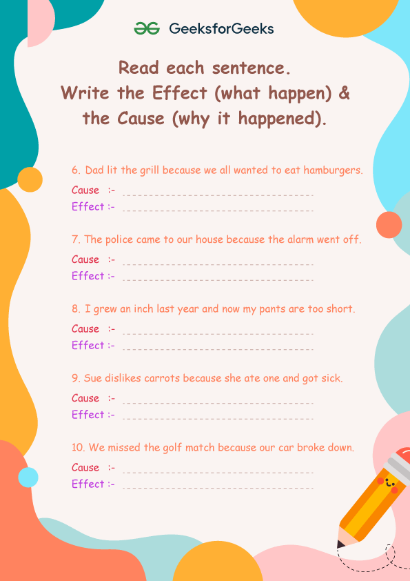 Grade 4 English Worksheet 5: Cause and Effect Worksheet ...