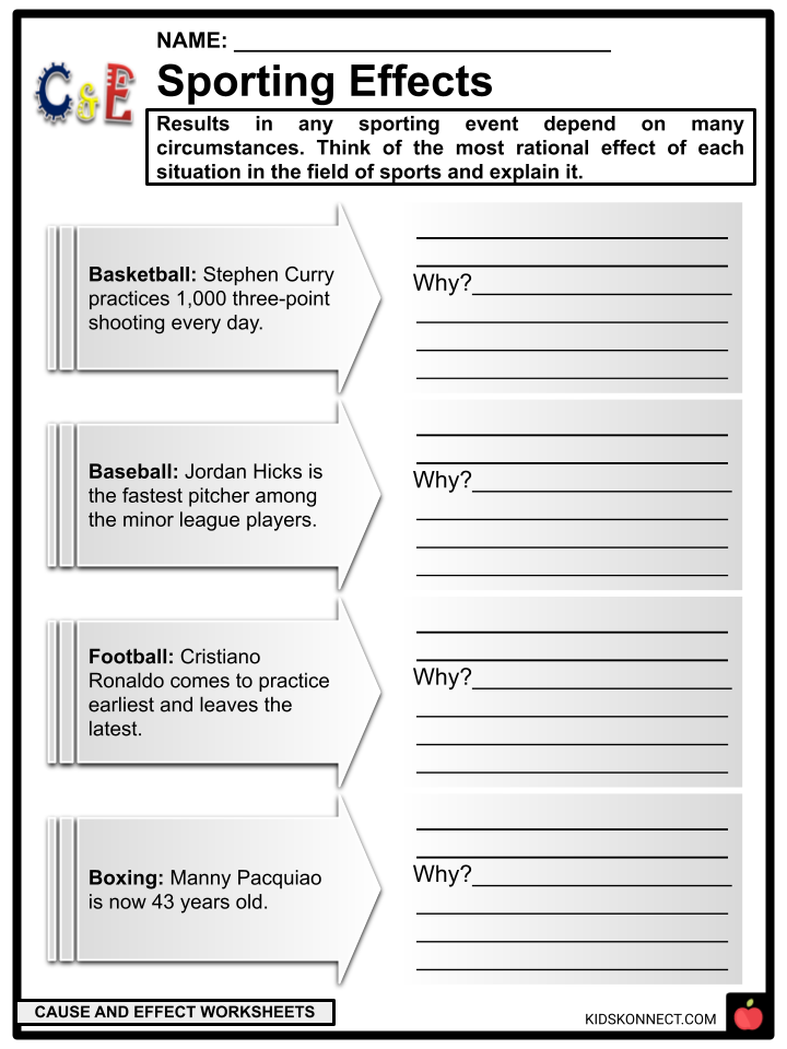 cause and effect worksheet 8th grade