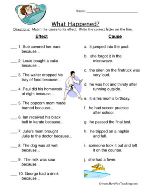 Cause And Effect Worksheets  