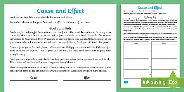 cause and effect worksheet 8th grade
