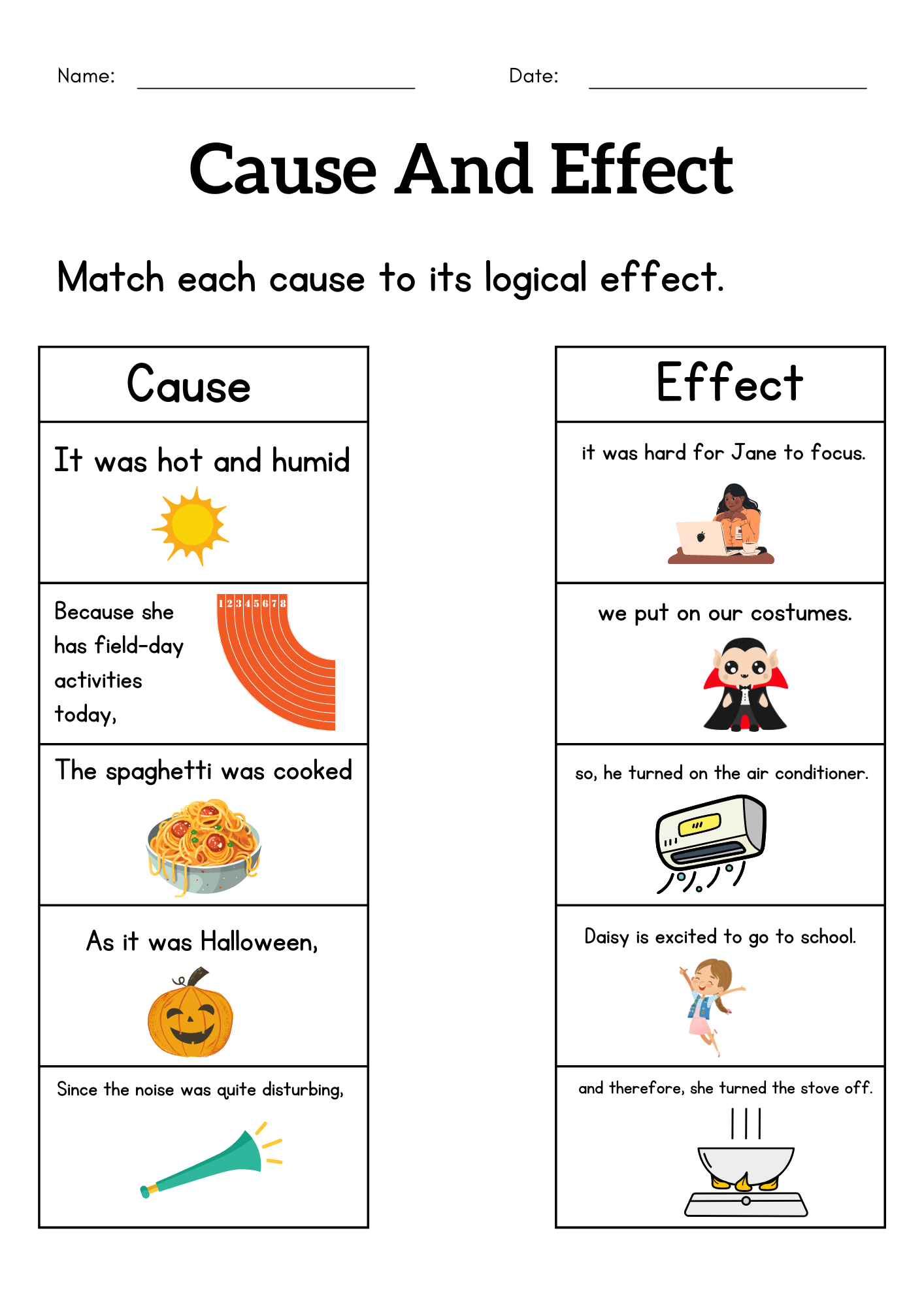 1st grade cause and effect worksheet - Cause and effect activity ...