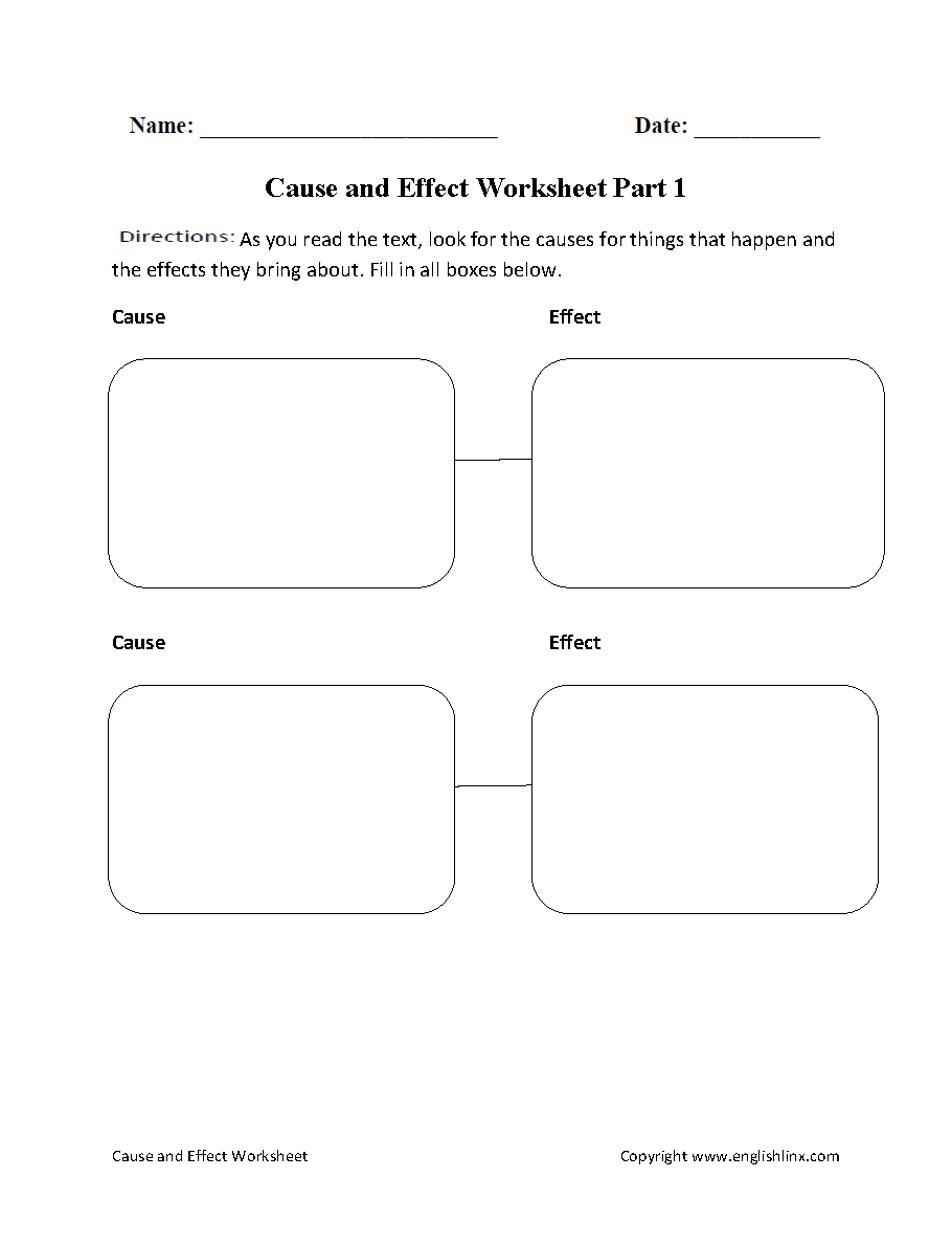 Cause and Effect Worksheets | Cause and Effect Two Pairs Worksheet