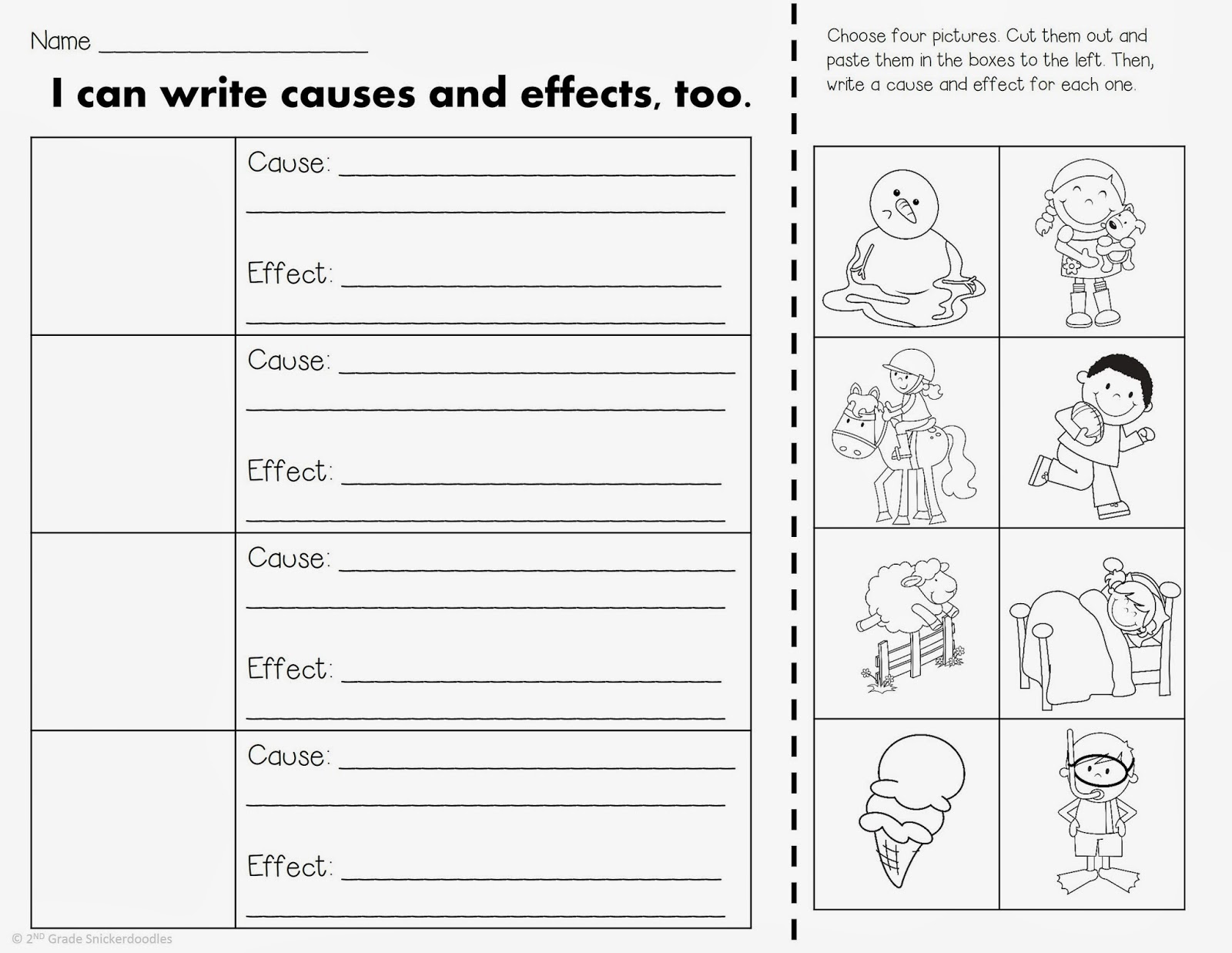 cause and effect worksheet for 2nd grade