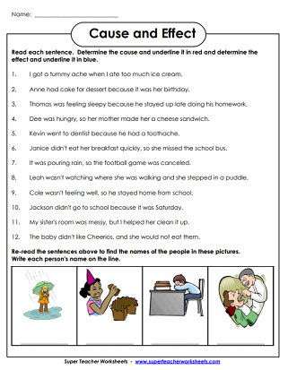 cause and effect worksheet for 3rd grade