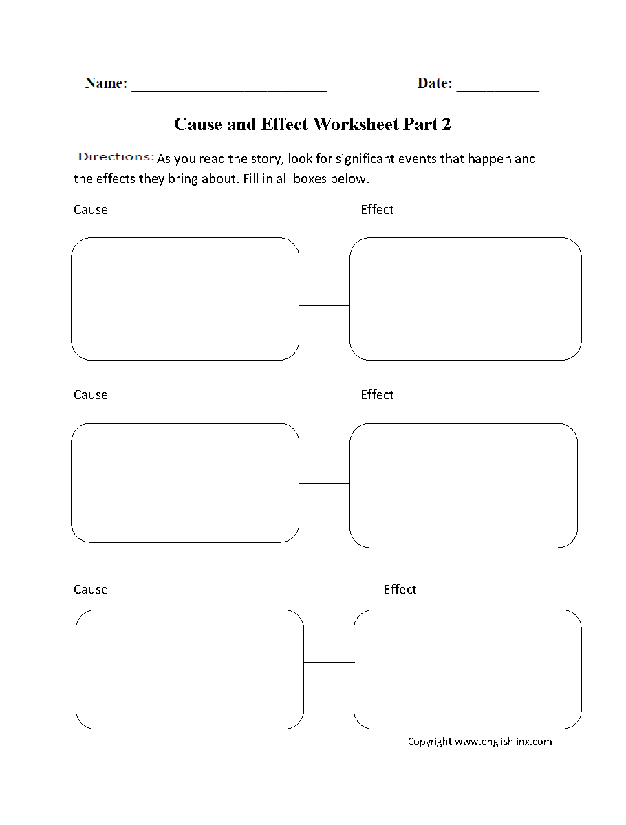 cause and effect worksheet for adults
