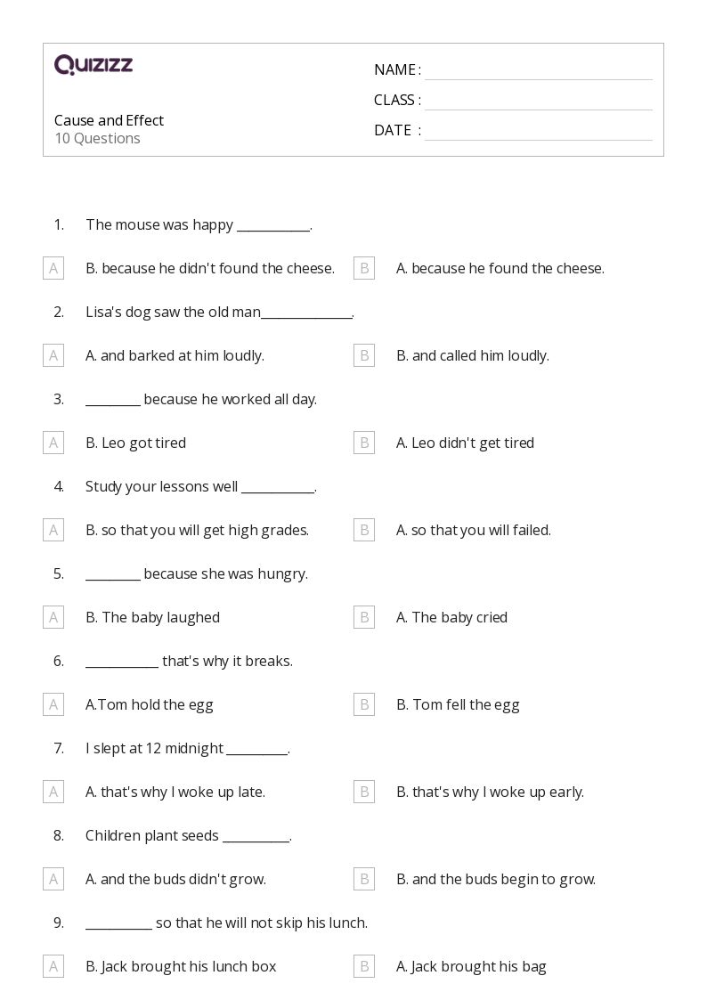 50+ Cause and Effect worksheets for Kindergarten on Quizizz | Free ...