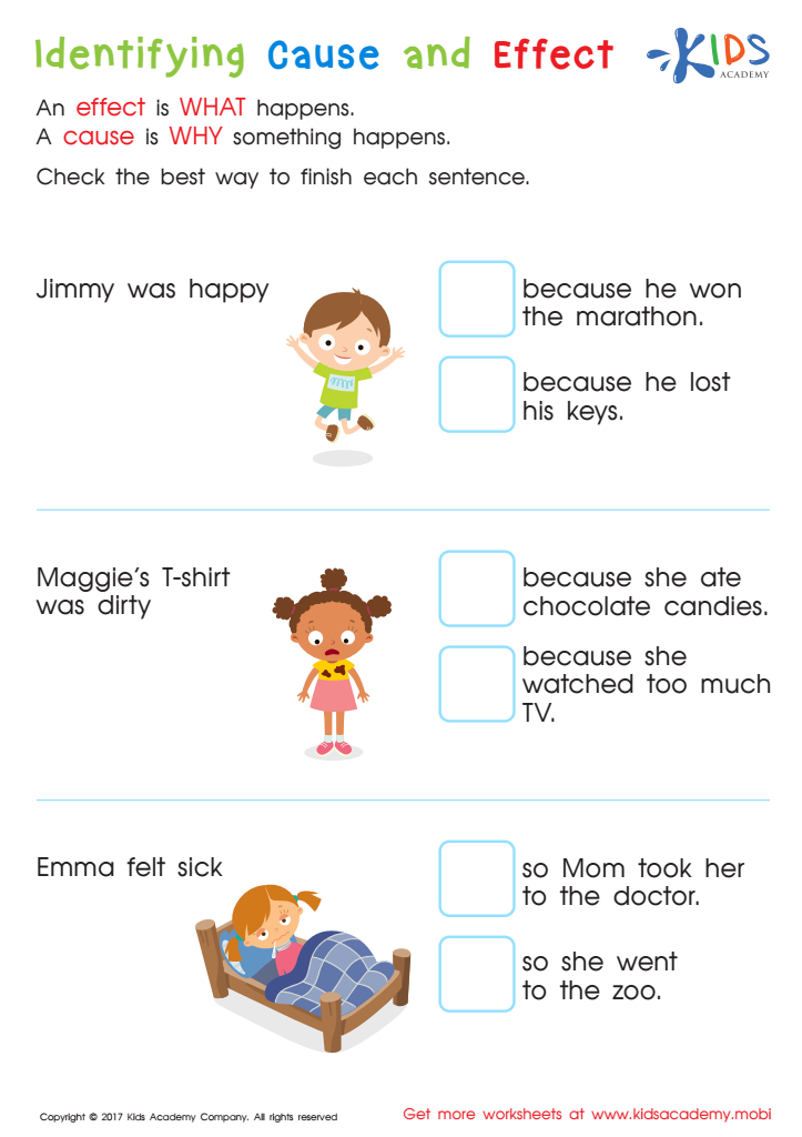 cause and effect worksheet for second grade