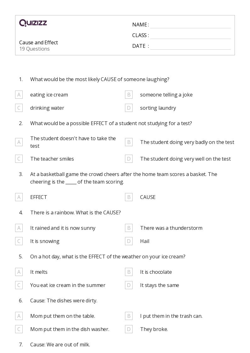 50+ Cause and Effect worksheets for 2nd Grade on Quizizz | Free ...