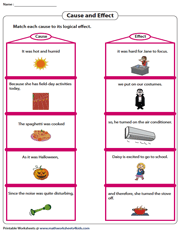 Cause and Effect Worksheets