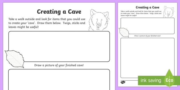 Creating a Cave Outdoors Worksheet / Worksheet - Twinkl