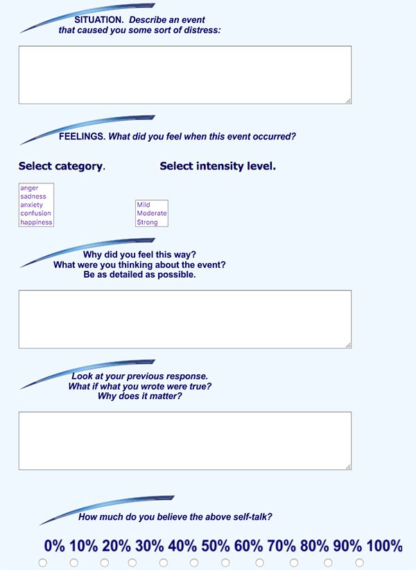 cbt handouts for clients