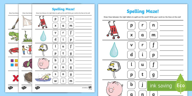 CVCC and CCVC Spelling Maze Worksheet / Worksheet - CVCC and CCVC ...