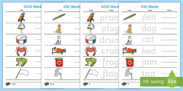 CVC, CCVC and CVCC Worksheet | English Worksheet - Twinkl