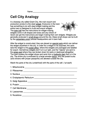 cell city analogy worksheet