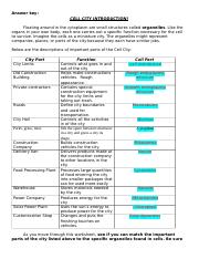 Biology - Cell City Answers.docx - Answer key: CELL CITY ...