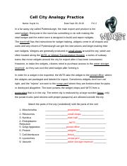 Kayla Vu- Cell City Analogy - Cell City Analogy Practice Name ...