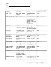 cell organelles worksheet answer key