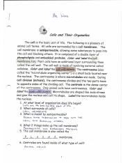 cells and their organelles worksheet answers
