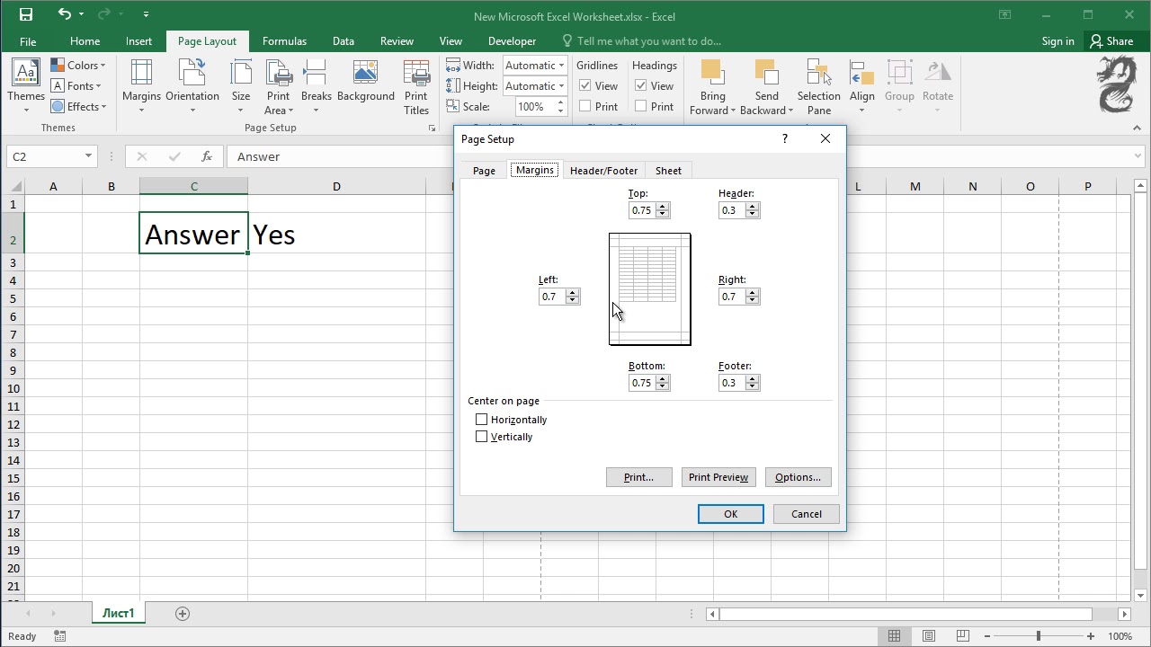 How to Center Worksheets Horizontally and Vertically in Excel
