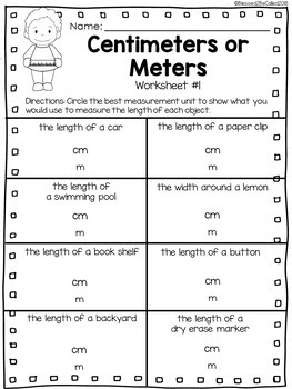 centimeters and meters 2nd grade worksheet